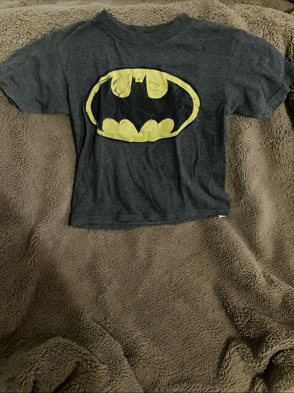 DC Charcoal Tee with Yellow Batman Emblem